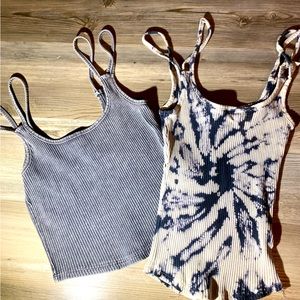 Bundle of 2 double strap ribbed tank tops. Size small.